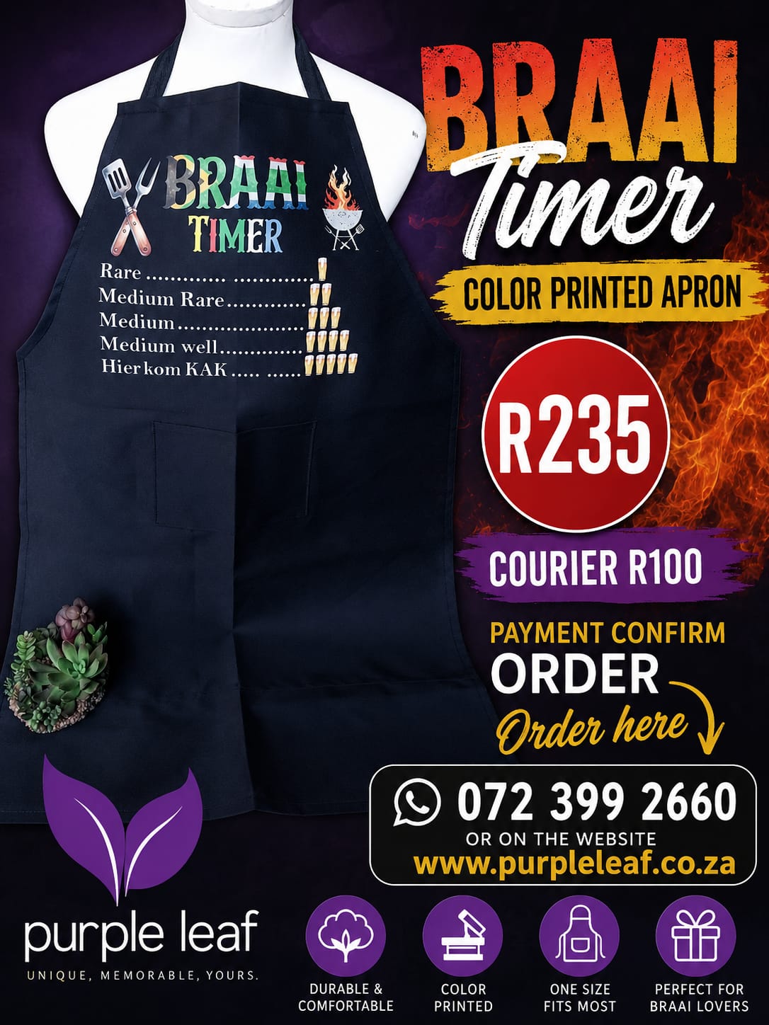 Braai Timer – Color printed Apron