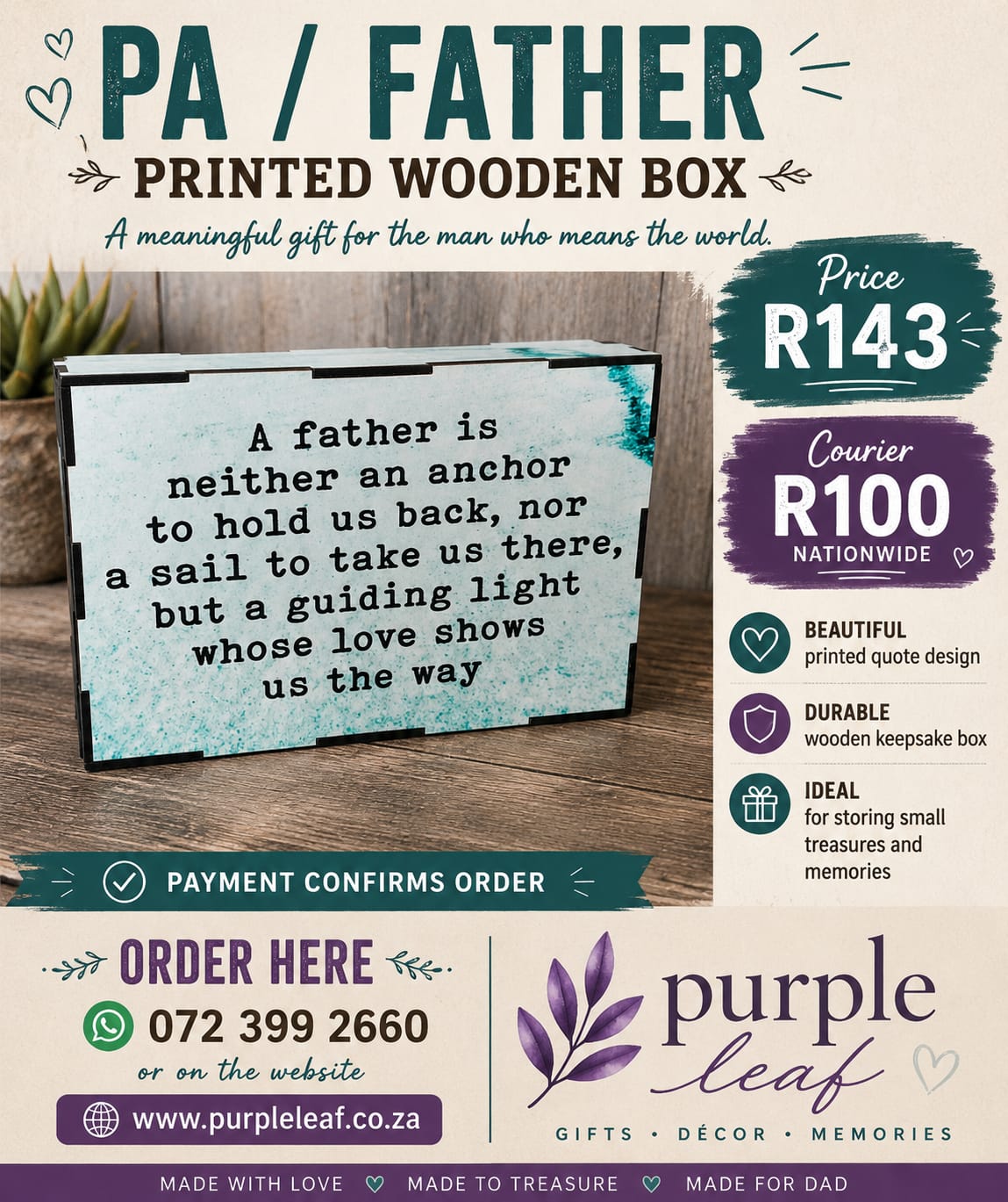 Pa/Father printed wooden box