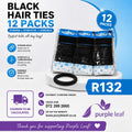Black hair ties 12packs