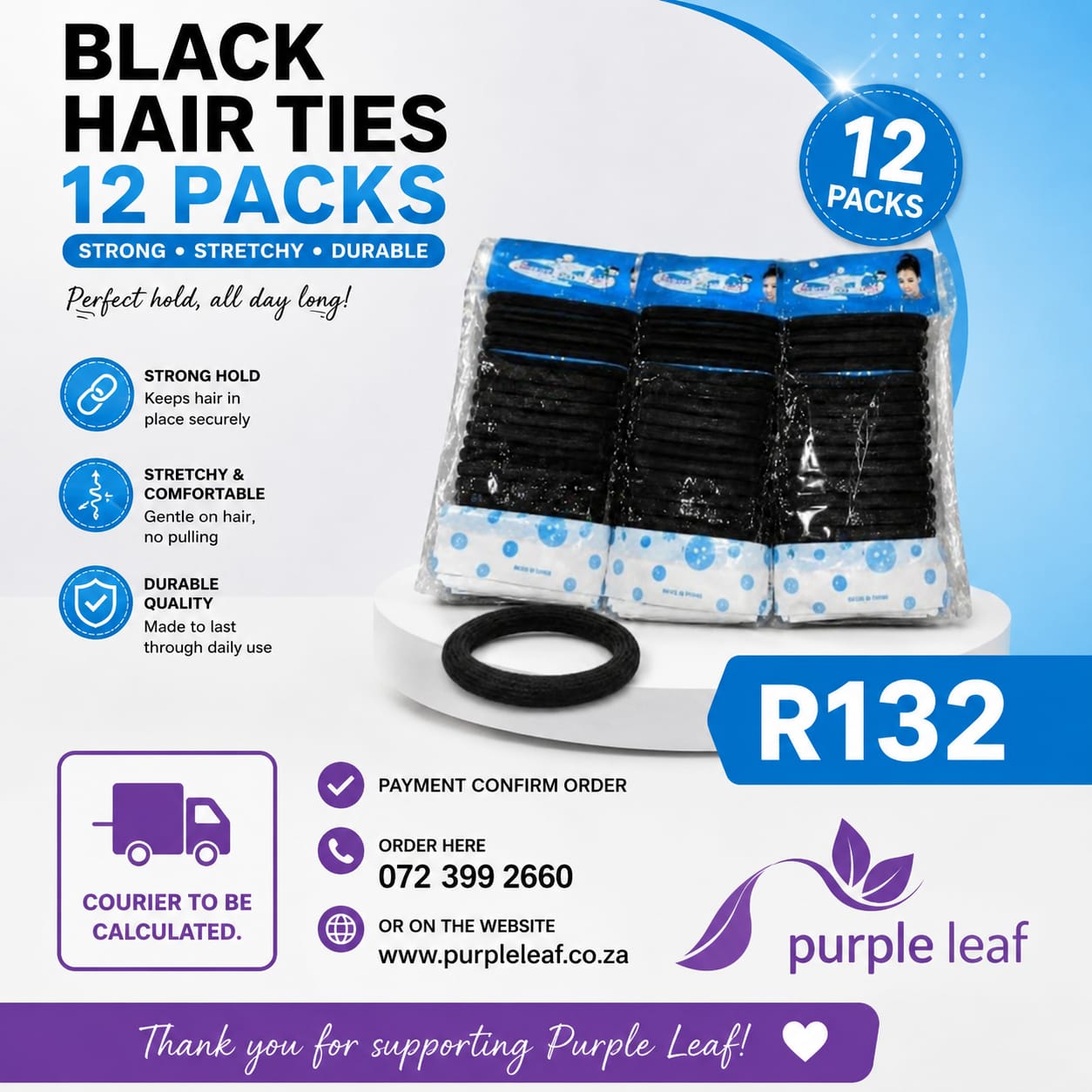 Black hair ties 12packs