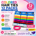 Coloured Hair Ties 12 packs
