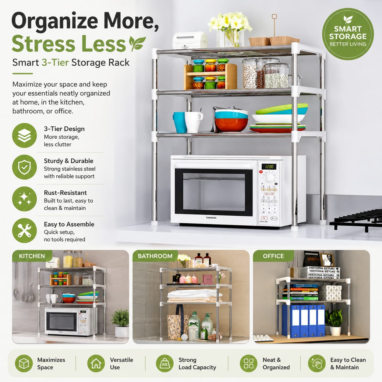 Smart 3-Tier Storage Rack