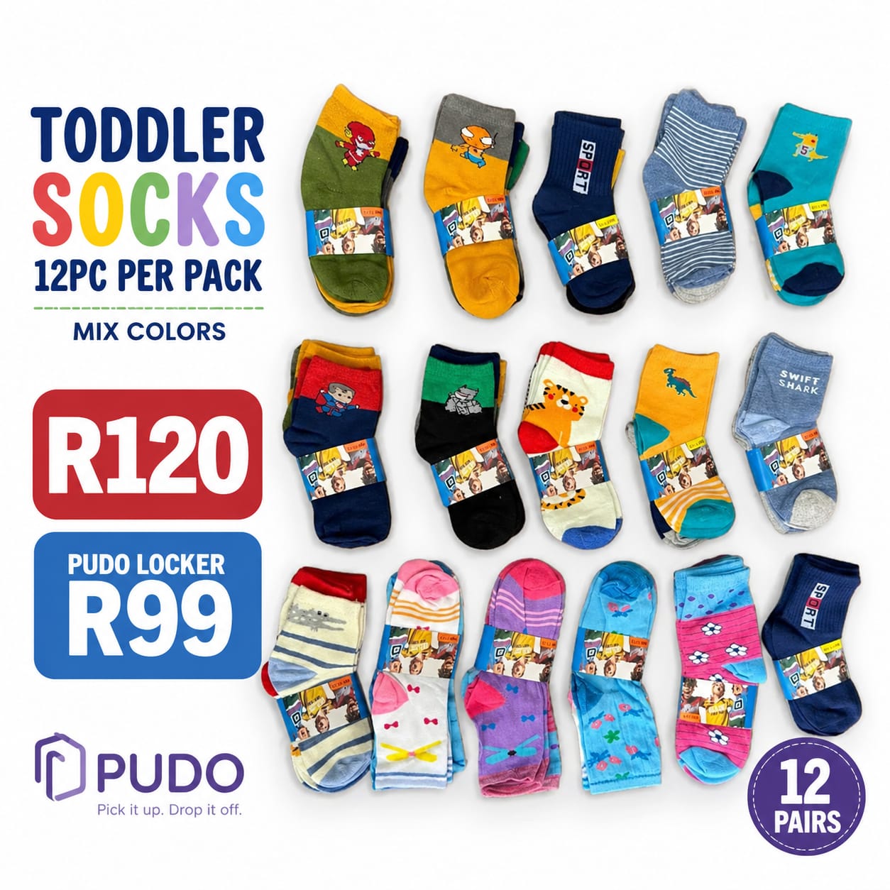 Toddler socks 12pcs per pack