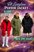 Fit longline puffer jacket